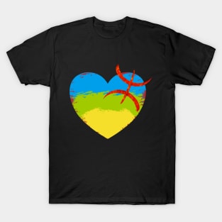 Amazigh Hart Flag - Berber Flag Hart T-Shirt